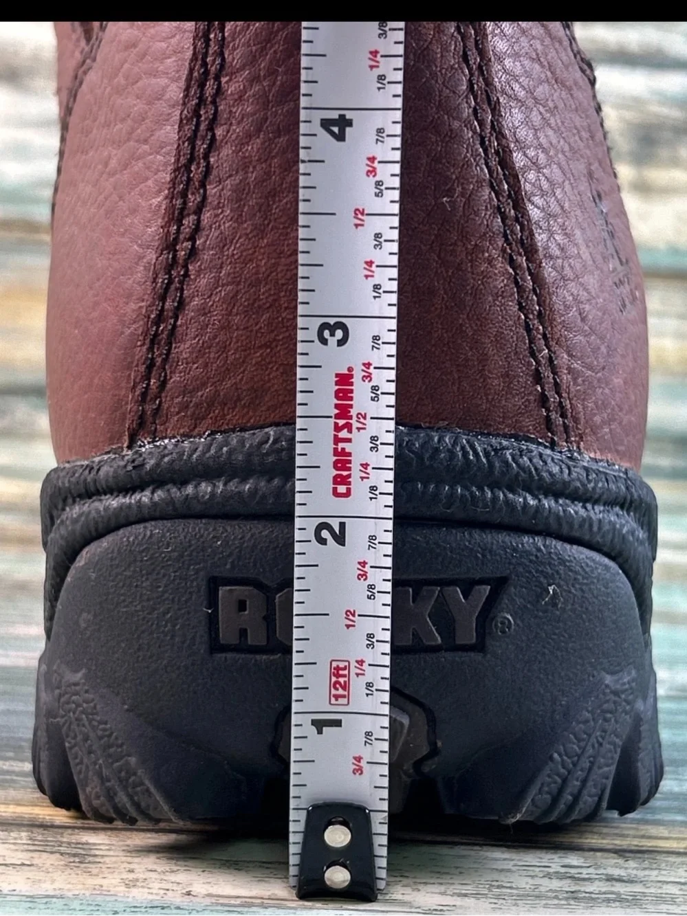ROCKY Alpha Steel Toe Safety Work Boots Size 13W Combat Waterproof Brown Leather